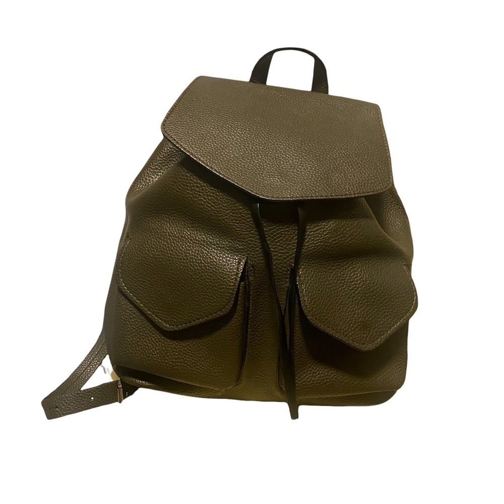 Zara Faux Leather Olive Green Backpack
